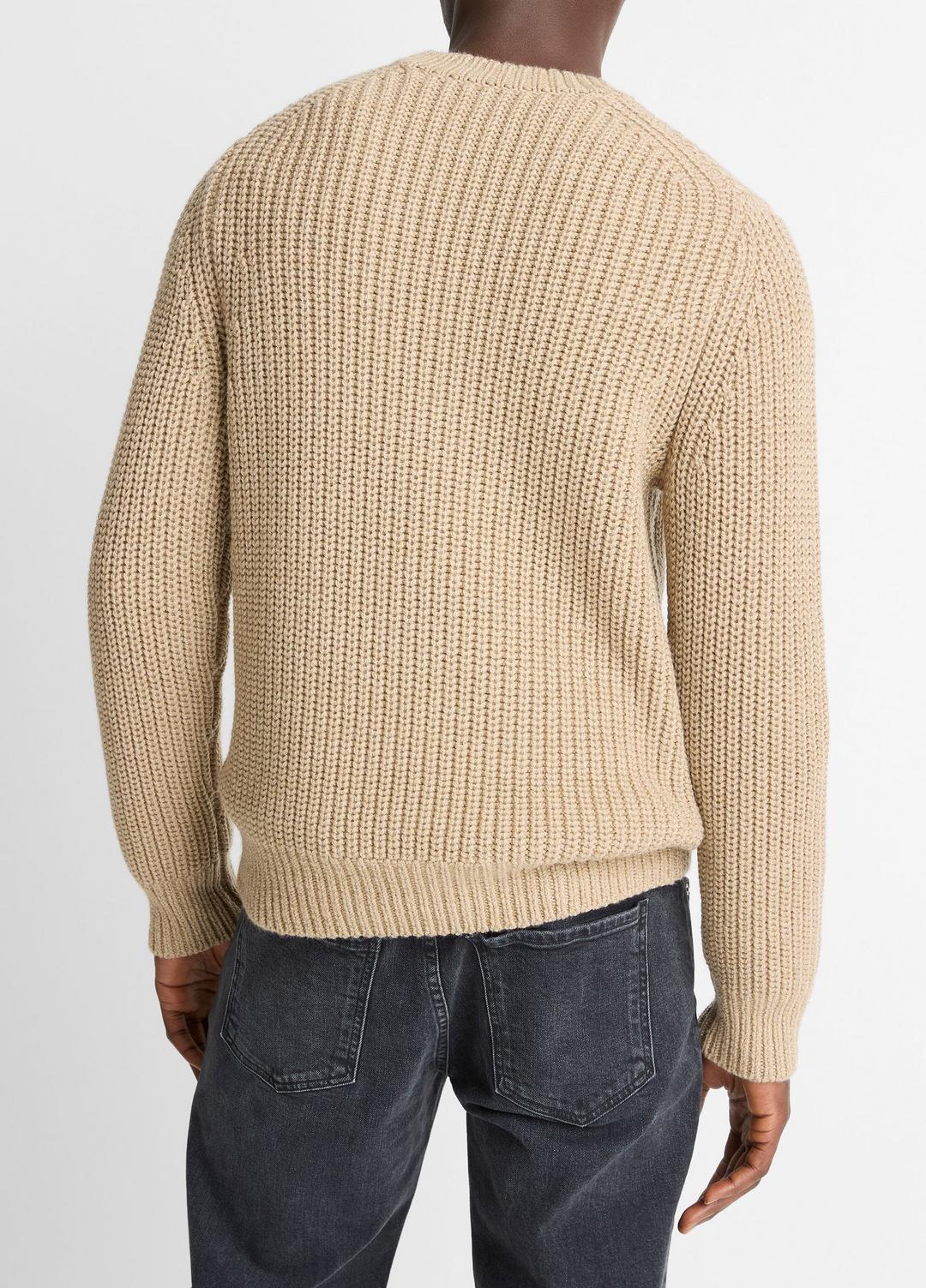 Utility Shaker Merino Wool Sweater in Crew Neck HEATHER RIVER SAND | VINCE Men