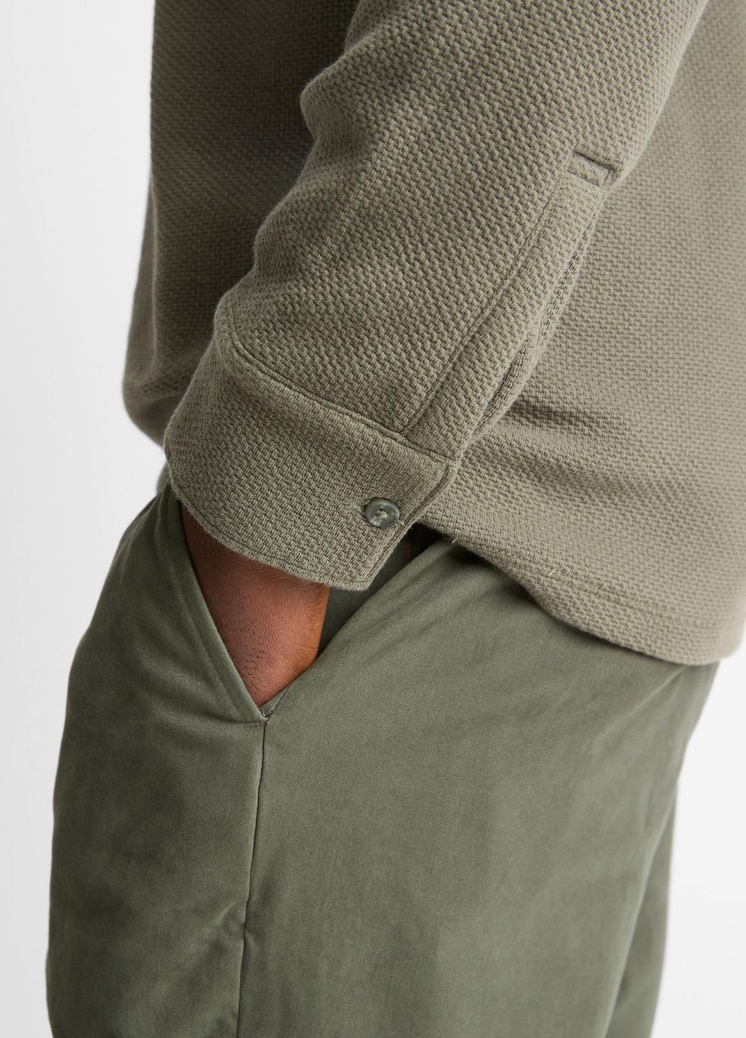 Basket-Weave Cotton Long-Sleeve Polo Shirt in Henleys & Polos SYCAMORE | VINCE Men