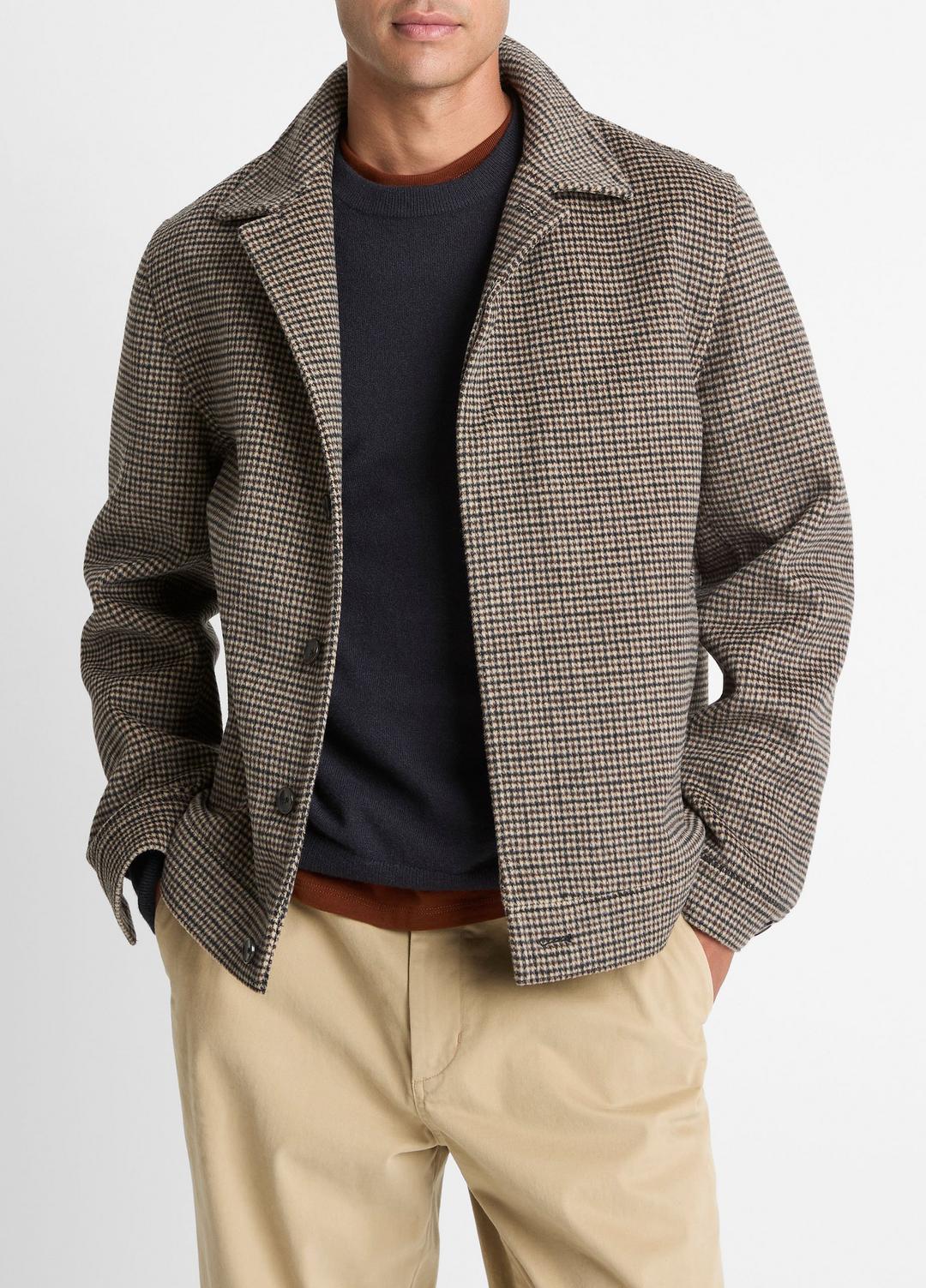 Houndstooth Bomber Jacket in Jackets DARK ROAST COMBO | VINCE Men