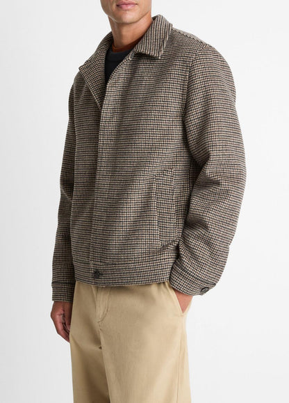 Houndstooth Bomber Jacket in Jackets DARK ROAST COMBO | VINCE Men