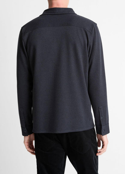 Herringbone Cotton-Blend Button-Front Shirt in Long Sleeve COASTAL BLUE | VINCE Men
