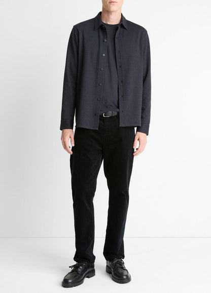 Herringbone Cotton-Blend Button-Front Shirt in Long Sleeve COASTAL BLUE | VINCE Men
