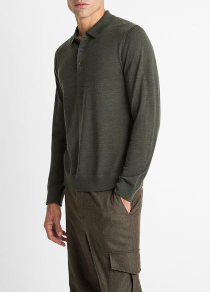 Wool Polo Sweater in Sweaters DARK LEAF | VINCE Men