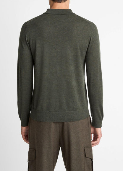 Wool Polo Sweater in Sweaters DARK LEAF | VINCE Men
