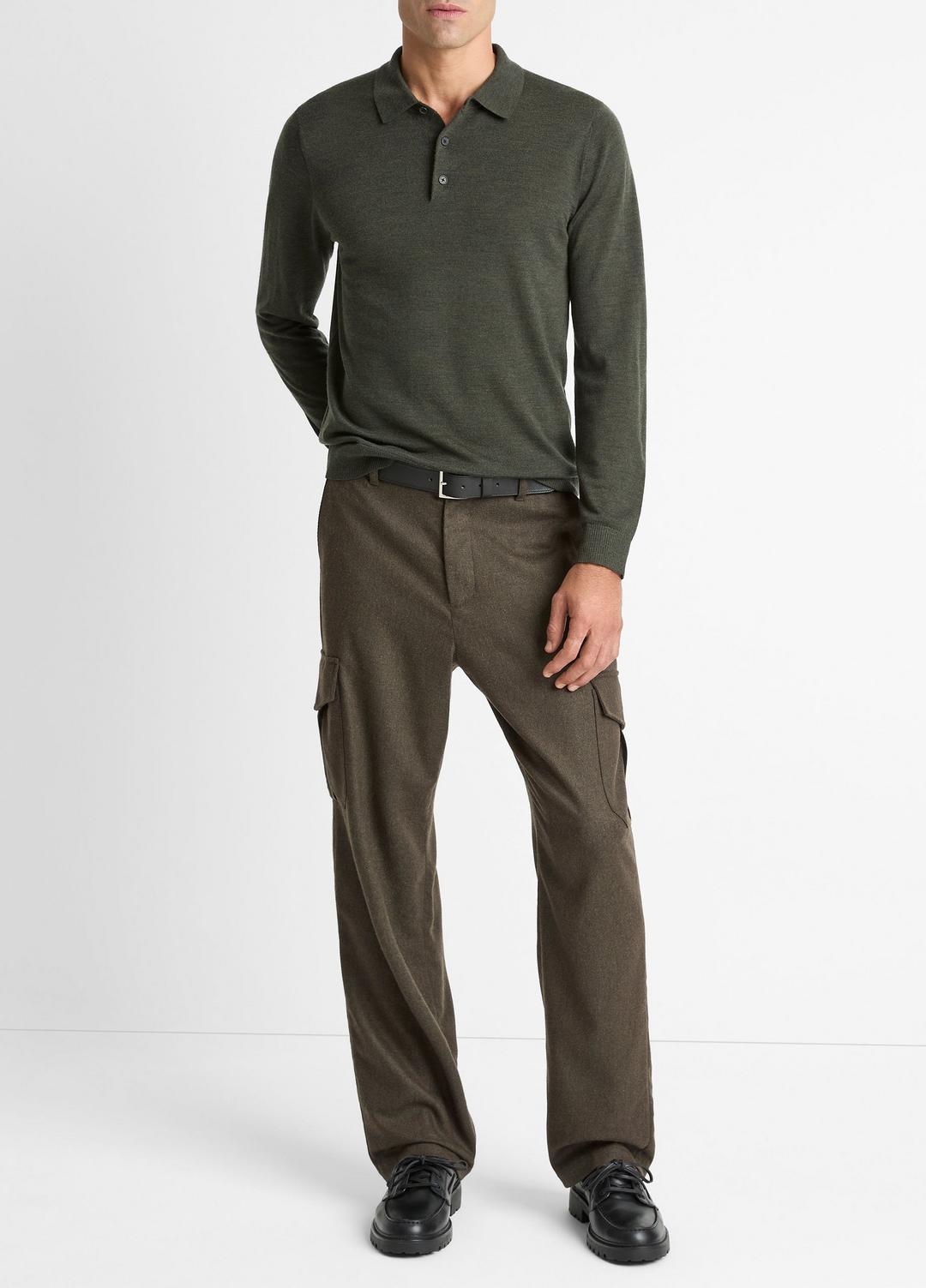 Wool Polo Sweater in Sweaters DARK LEAF | VINCE Men