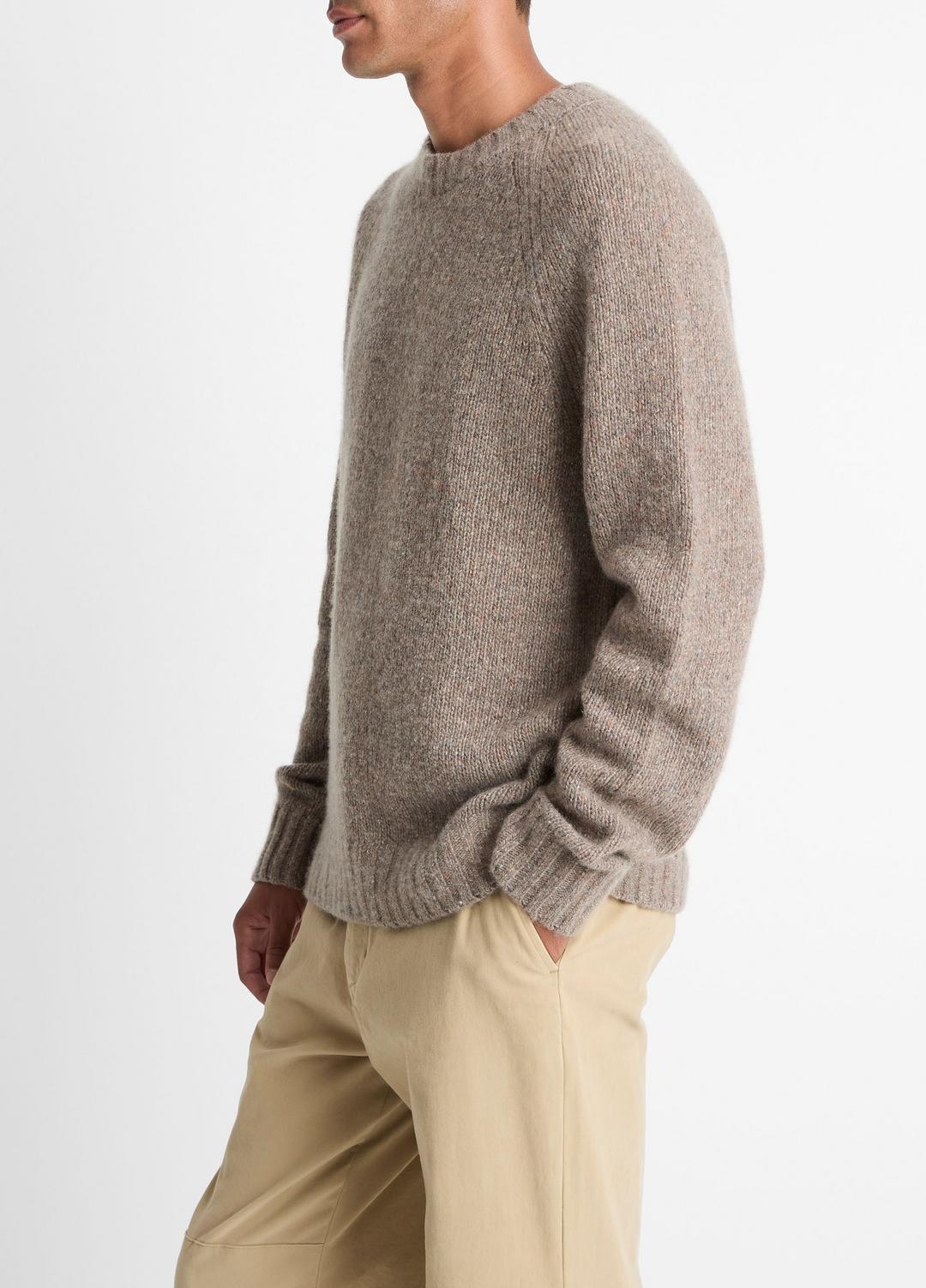 Donegal Cashmere Raglan-Sleeve Sweater in Crew Neck DARK HEATHER MOUSE | VINCE Men
