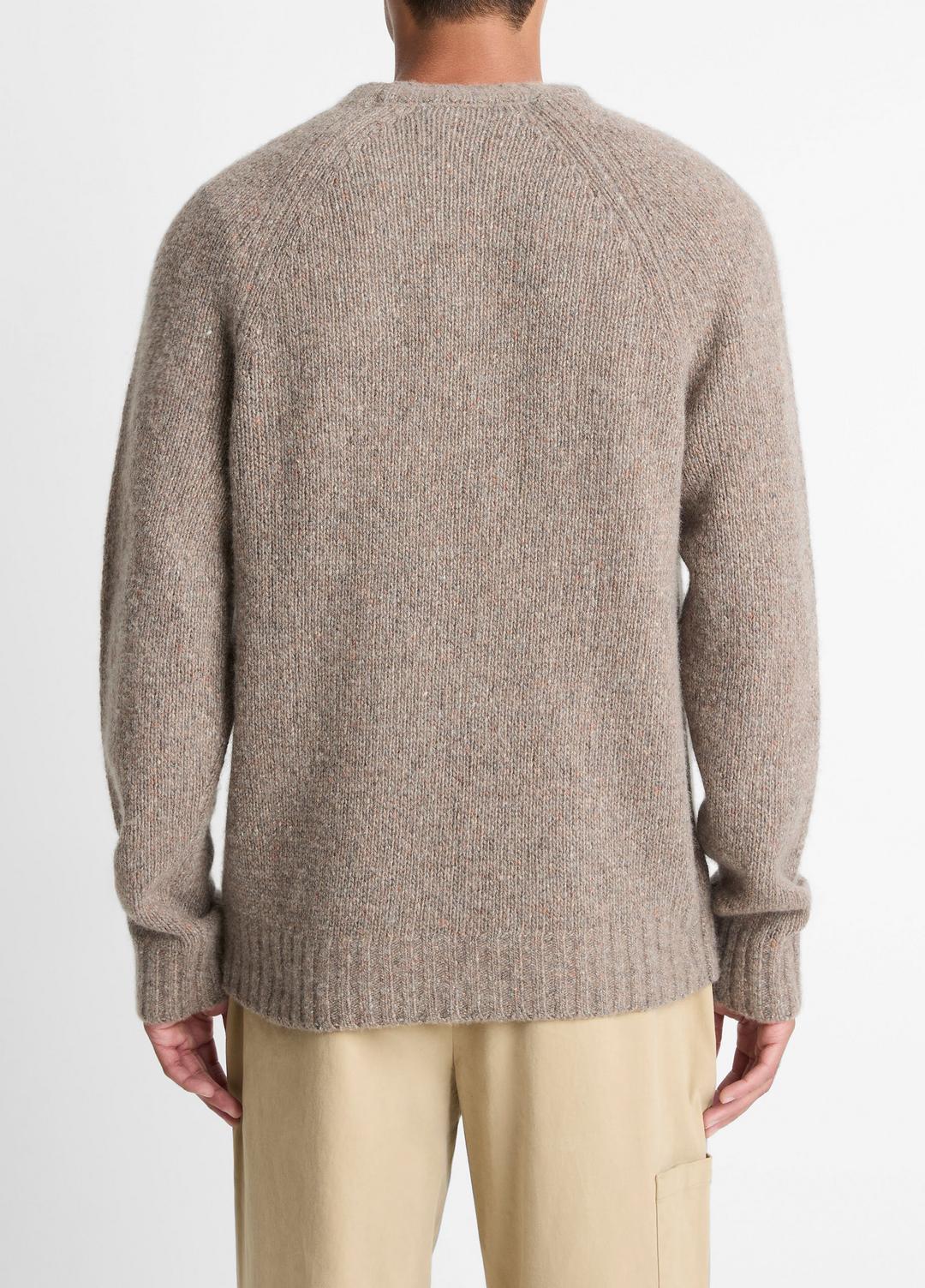 Donegal Cashmere Raglan-Sleeve Sweater in Crew Neck DARK HEATHER MOUSE | VINCE Men