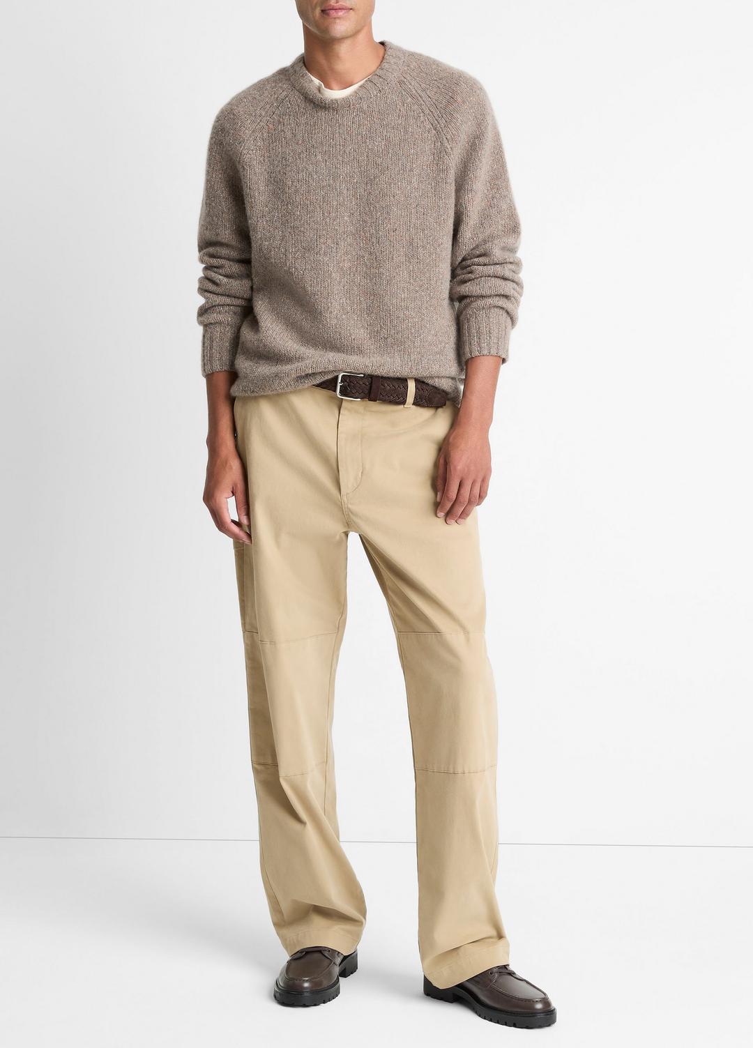 Donegal Cashmere Raglan-Sleeve Sweater in Crew Neck DARK HEATHER MOUSE | VINCE Men