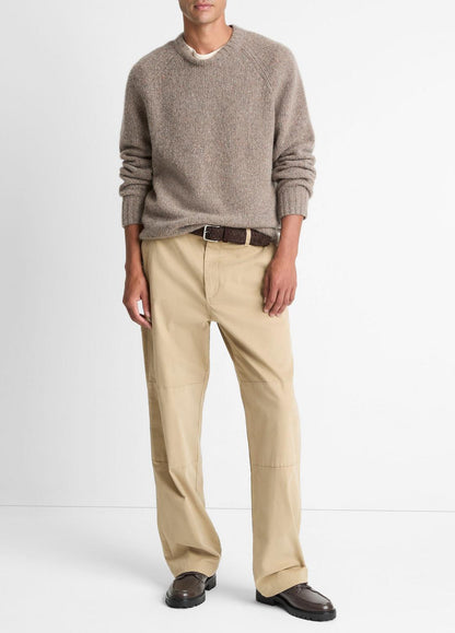Donegal Cashmere Raglan-Sleeve Sweater in Crew Neck DARK HEATHER MOUSE | VINCE Men