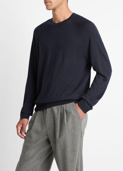 Featherweight Wool-Cashmere Crew Neck Sweater in Crew Neck COASTAL BLUE | VINCE Men