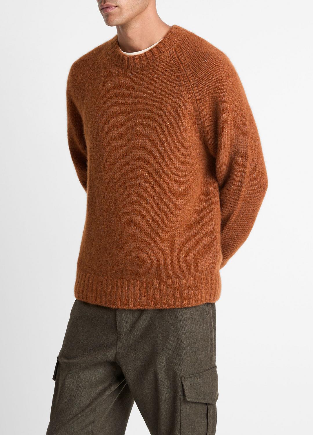 Donegal Cashmere Raglan-Sleeve Sweater in Crew Neck DARK BURNT ORANGE | VINCE Men