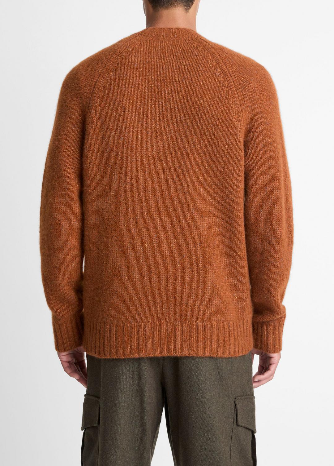 Donegal Cashmere Raglan-Sleeve Sweater in Crew Neck DARK BURNT ORANGE | VINCE Men