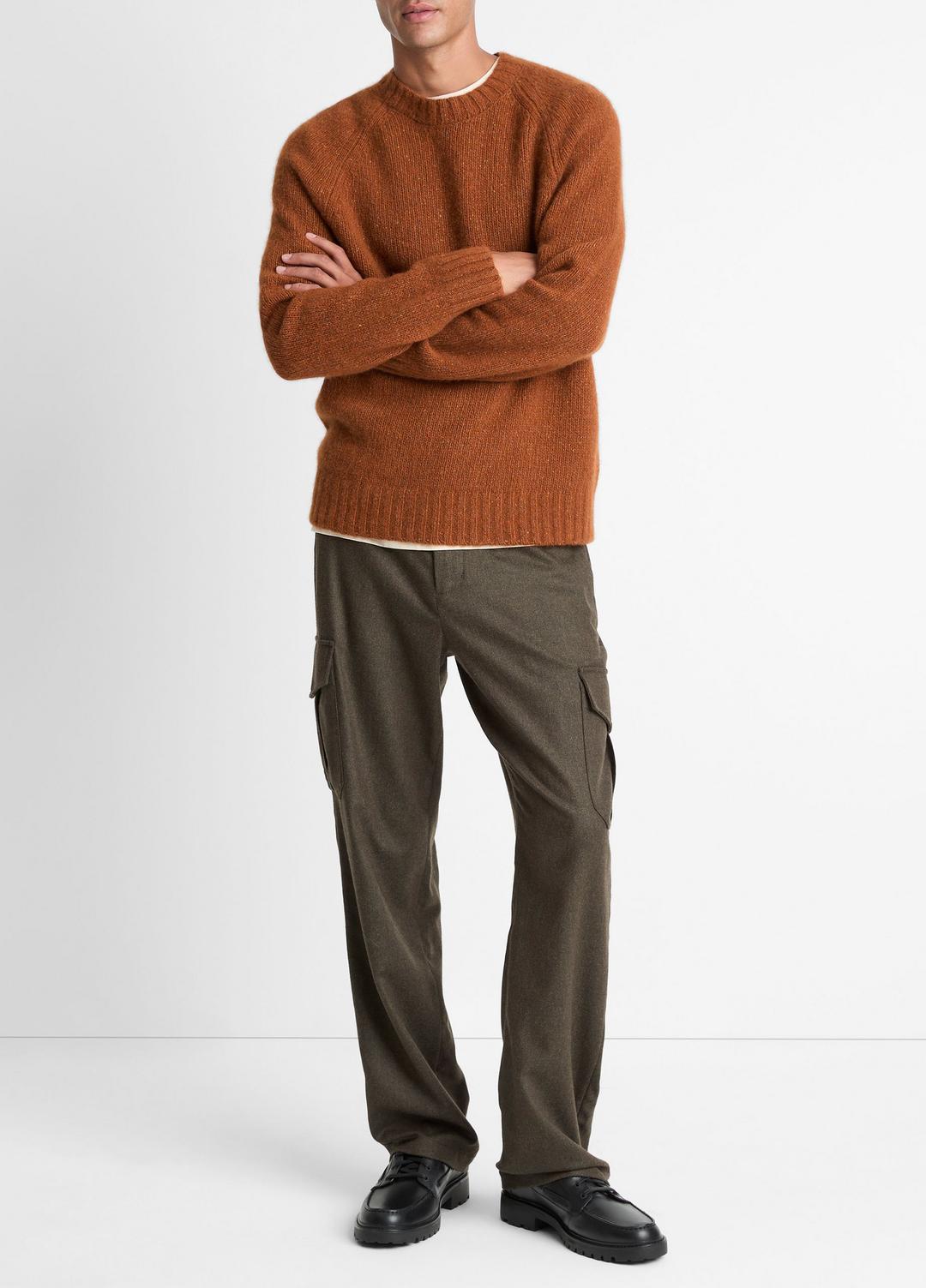 Donegal Cashmere Raglan-Sleeve Sweater in Crew Neck DARK BURNT ORANGE | VINCE Men