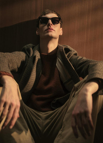 Donegal Cashmere Raglan-Sleeve Sweater in Crew Neck DARK BURNT ORANGE | VINCE Men