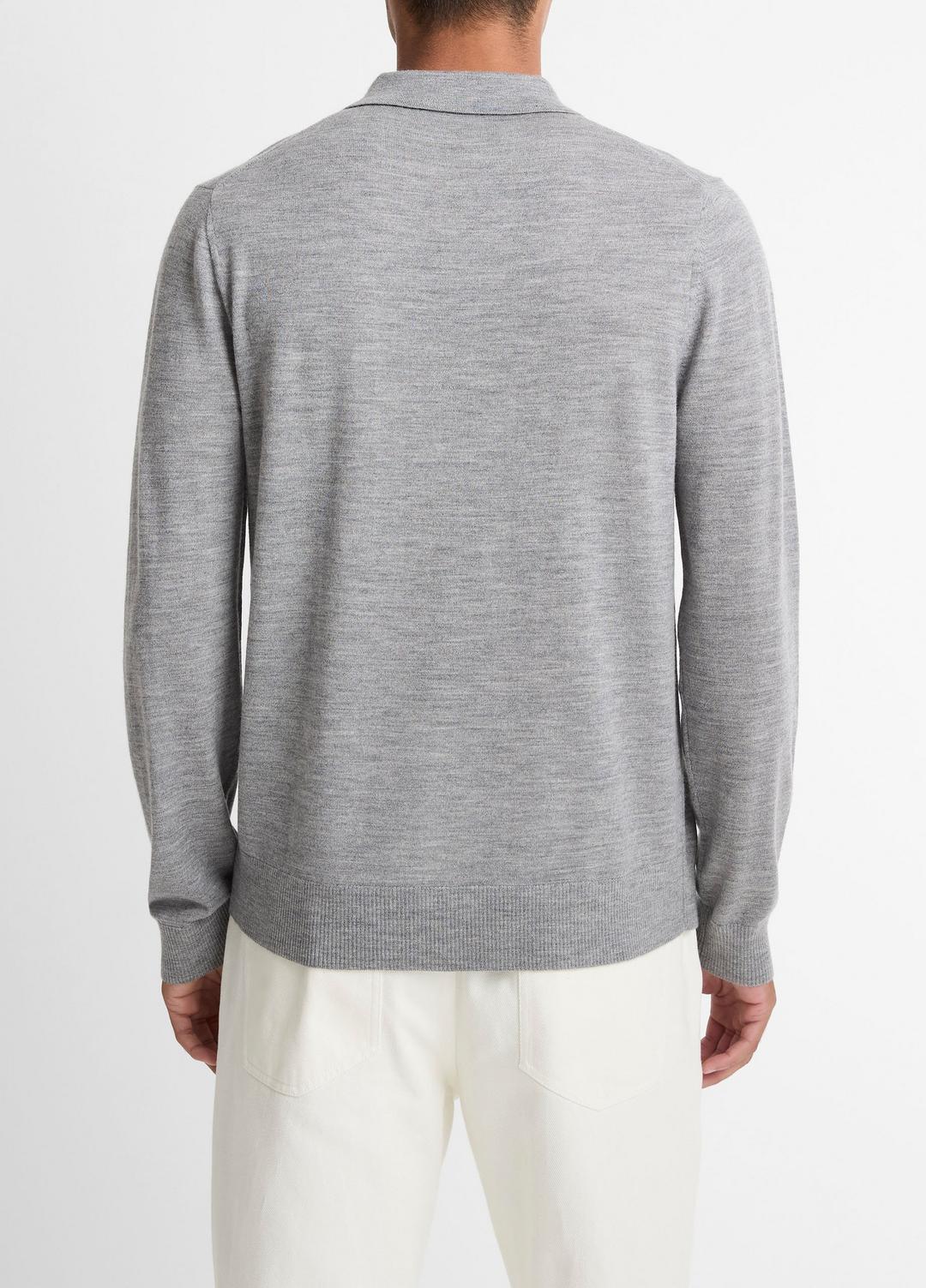 Wool Polo Sweater in Sweaters HEATHER GREY | VINCE Men