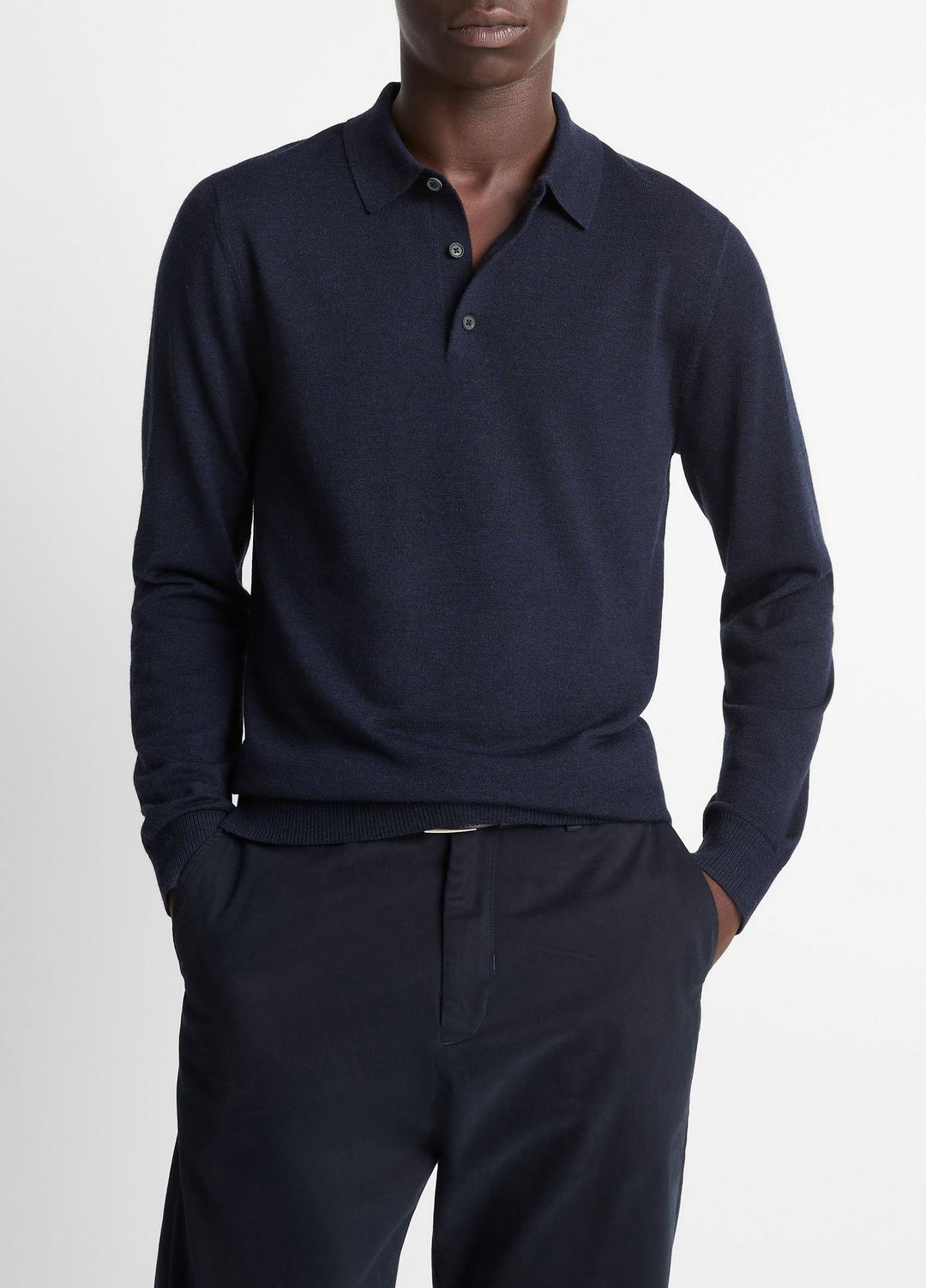 Wool Polo Sweater in Sweaters COASTAL BLUE | VINCE Men