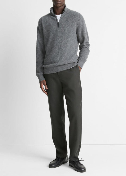 Plush Cashmere Quarter-Zip Sweater in Quarter Zip MEDIUM HEATHER GREY | VINCE Men