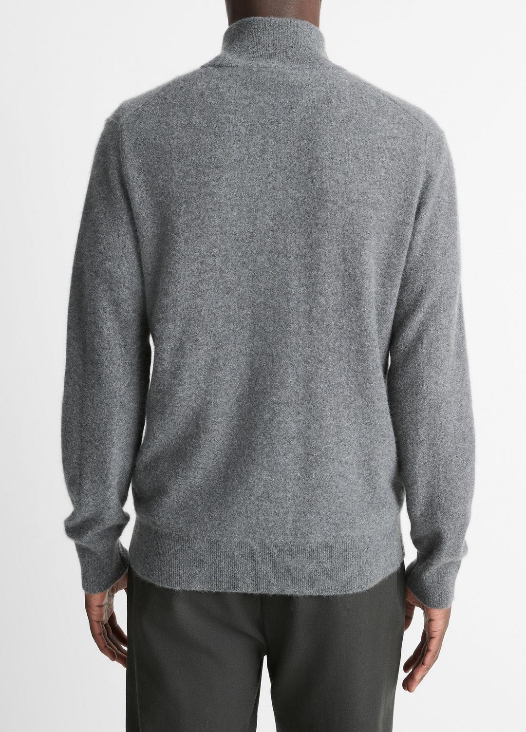 Plush Cashmere Quarter-Zip Sweater in Quarter Zip MEDIUM HEATHER GREY | VINCE Men