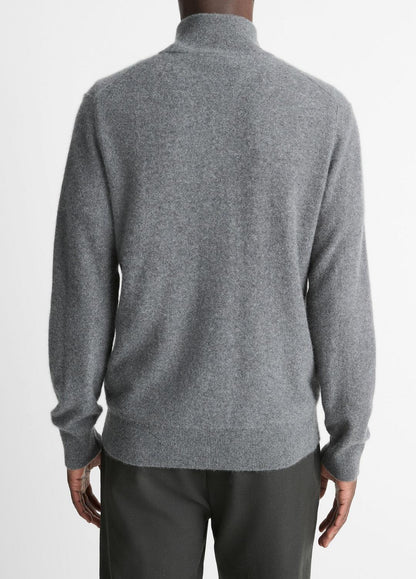 Plush Cashmere Quarter-Zip Sweater in Quarter Zip MEDIUM HEATHER GREY | VINCE Men