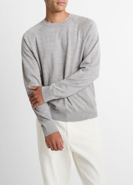 Featherweight Wool-Cashmere Crew Neck Sweater in Crew Neck HEATHER GREY | VINCE Men