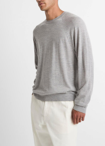 Featherweight Wool-Cashmere Crew Neck Sweater in Crew Neck HEATHER GREY | VINCE Men