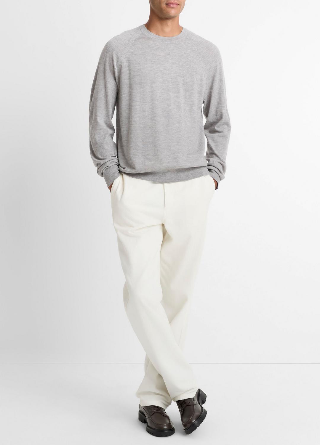 Featherweight Wool-Cashmere Crew Neck Sweater in Crew Neck HEATHER GREY | VINCE Men