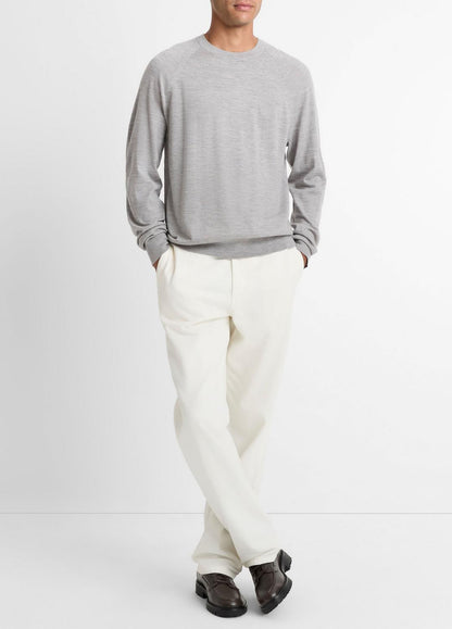 Featherweight Wool-Cashmere Crew Neck Sweater in Crew Neck HEATHER GREY | VINCE Men