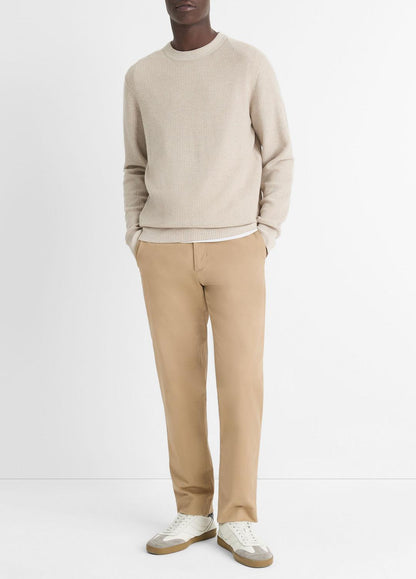 Geo-Jacquard Wool-Blend Crew Neck Sweater in Crew Neck BRITISH KHAKI/CLASSIC CREAM | VINCE Men