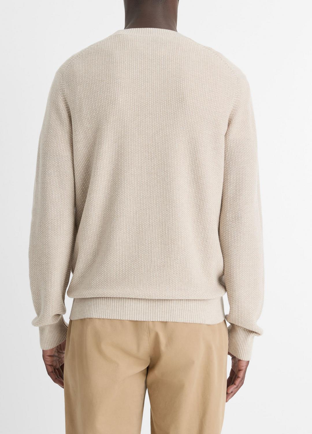 Geo-Jacquard Wool-Blend Crew Neck Sweater in Crew Neck BRITISH KHAKI/CLASSIC CREAM | VINCE Men