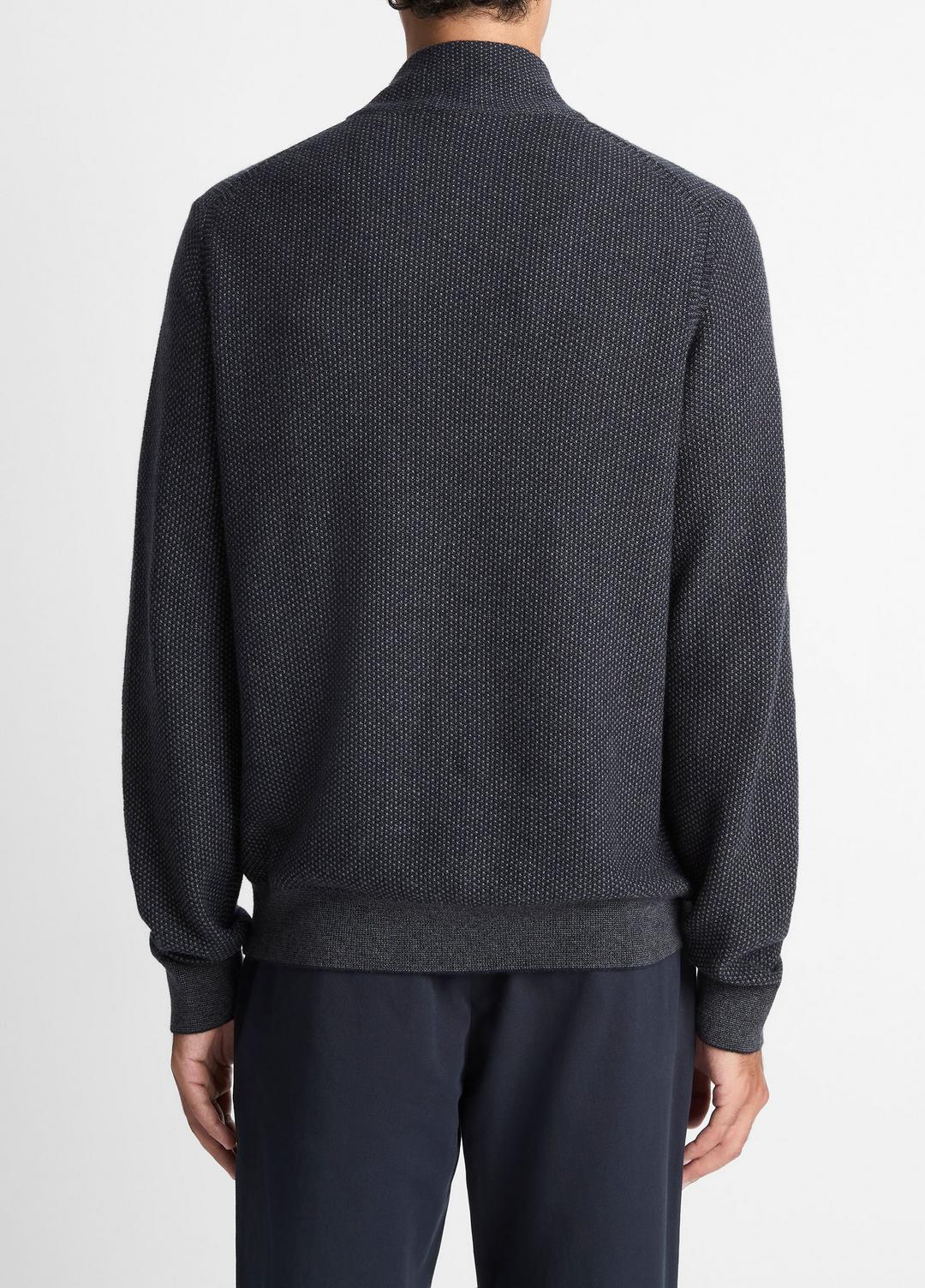 Geo-Jacquard Wool-Blend Quarter-Zip Sweater in Quarter Zip COASTAL BLUE/MEDIUM HEATHER GREY | VINCE Men
