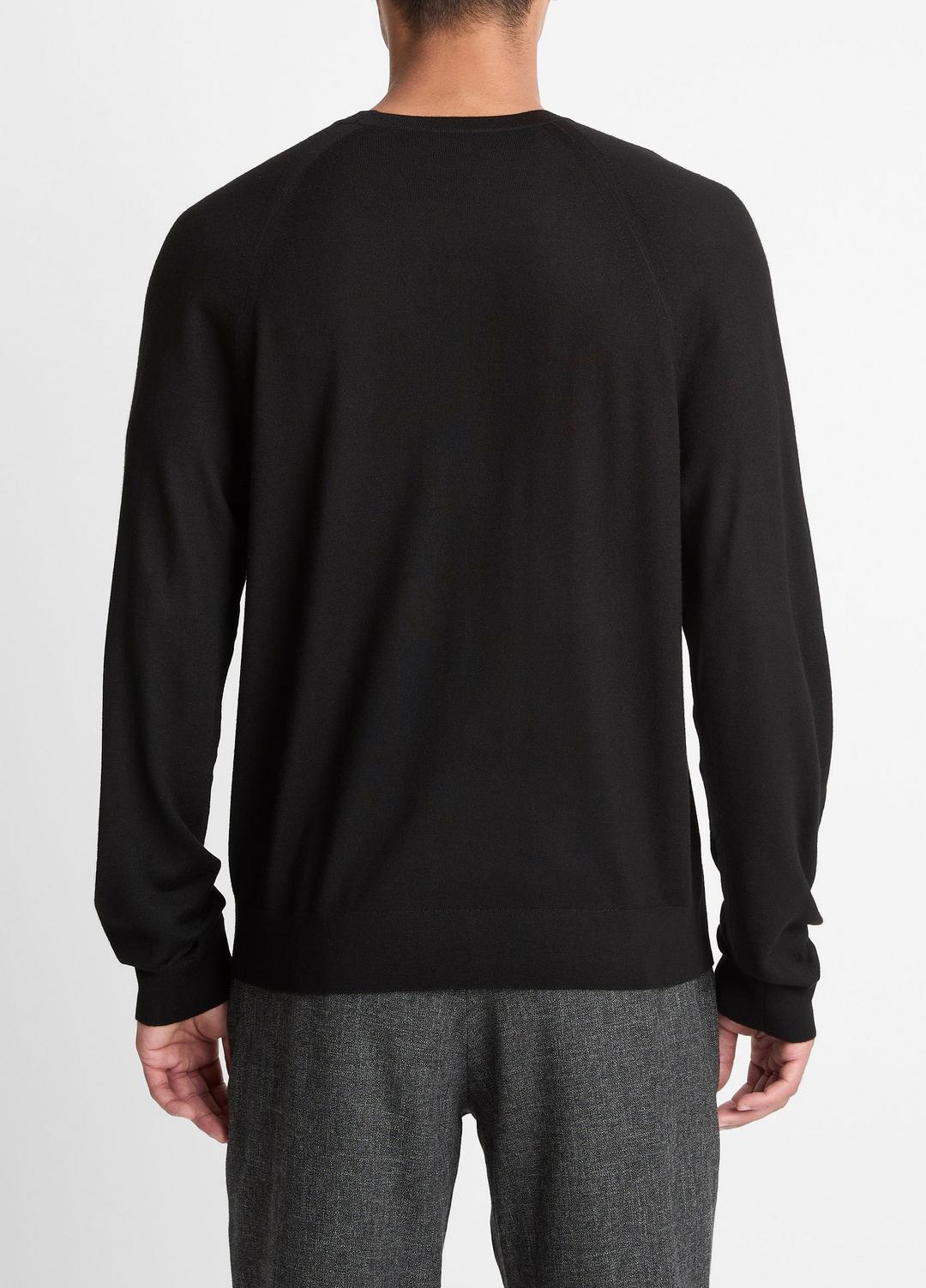 Featherweight Wool-Cashmere Crew Neck Sweater in Crew Neck BLACK | VINCE Men