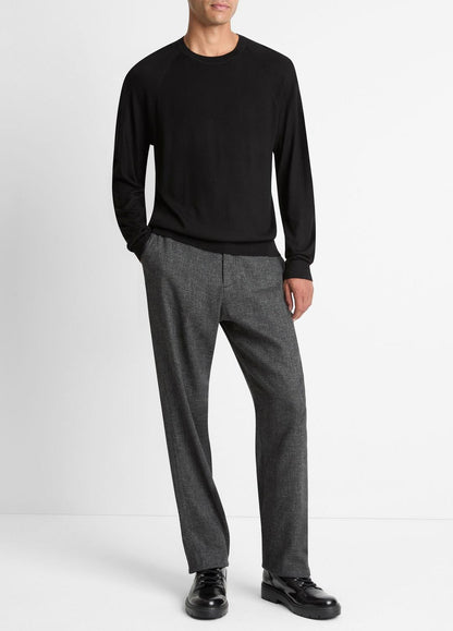 Featherweight Wool-Cashmere Crew Neck Sweater in Crew Neck BLACK | VINCE Men