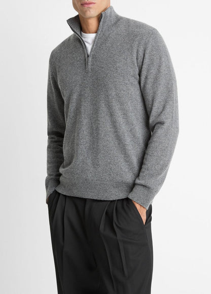 Cashmere Quarter-Zip Sweater in Quarter Zip MEDIUM HEATHER GREY | VINCE Men