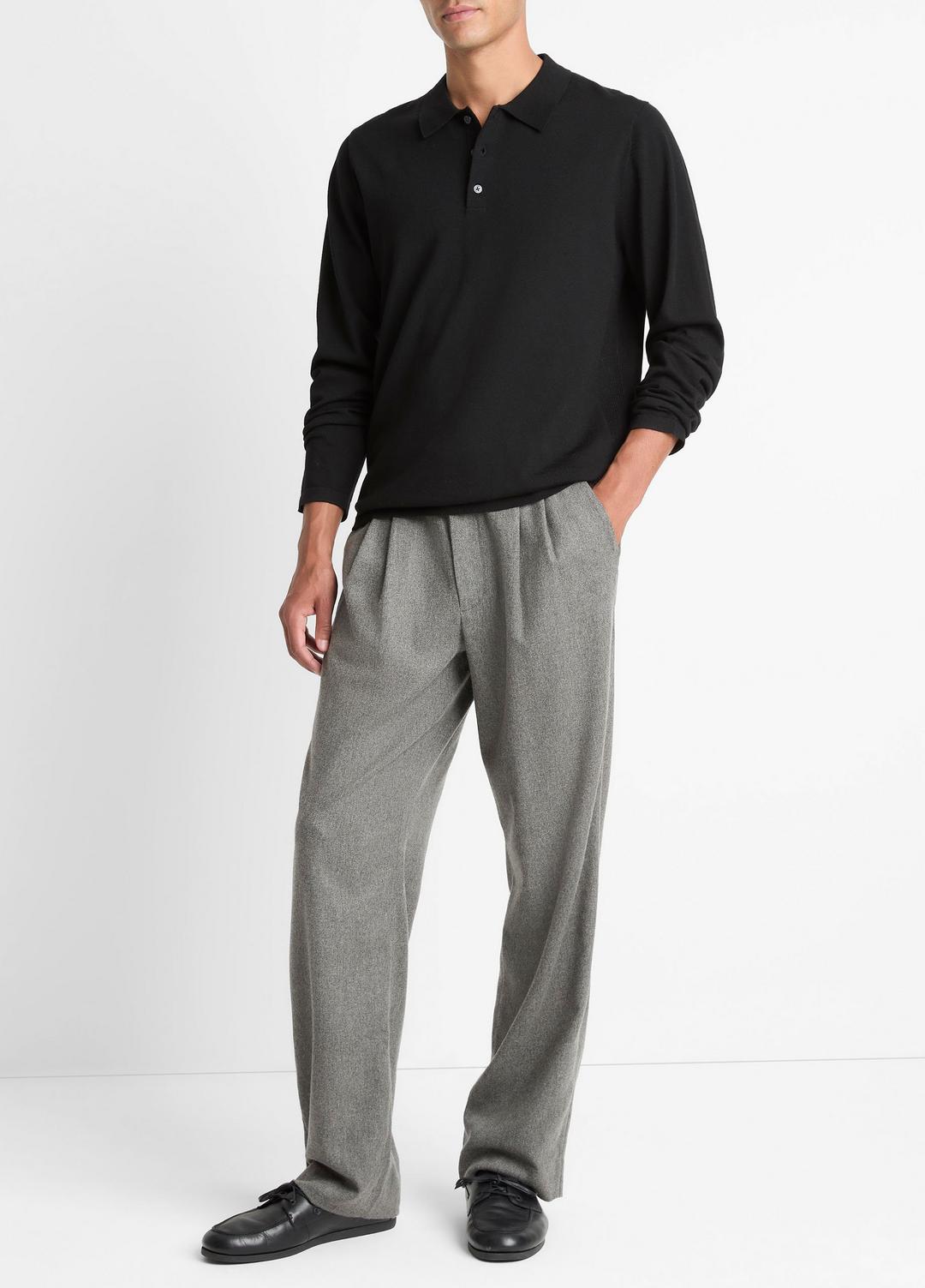 Wool Polo Sweater in Sweaters BLACK | VINCE Men