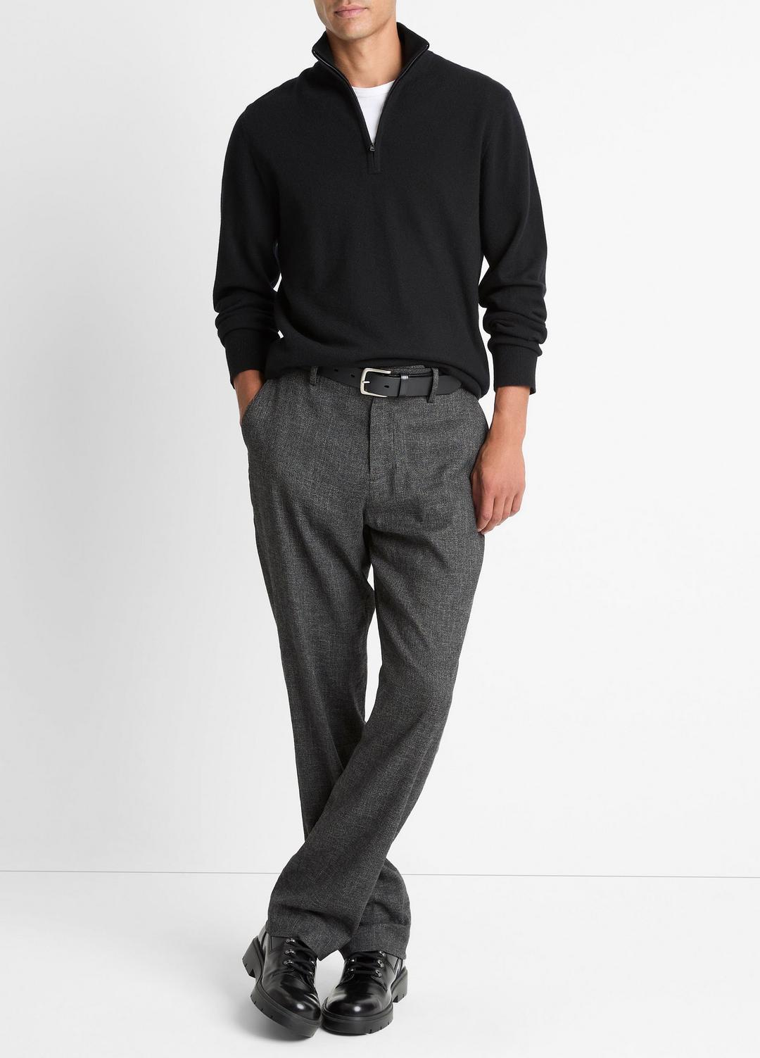 Cashmere Quarter-Zip Sweater in Quarter Zip BLACK | VINCE Men