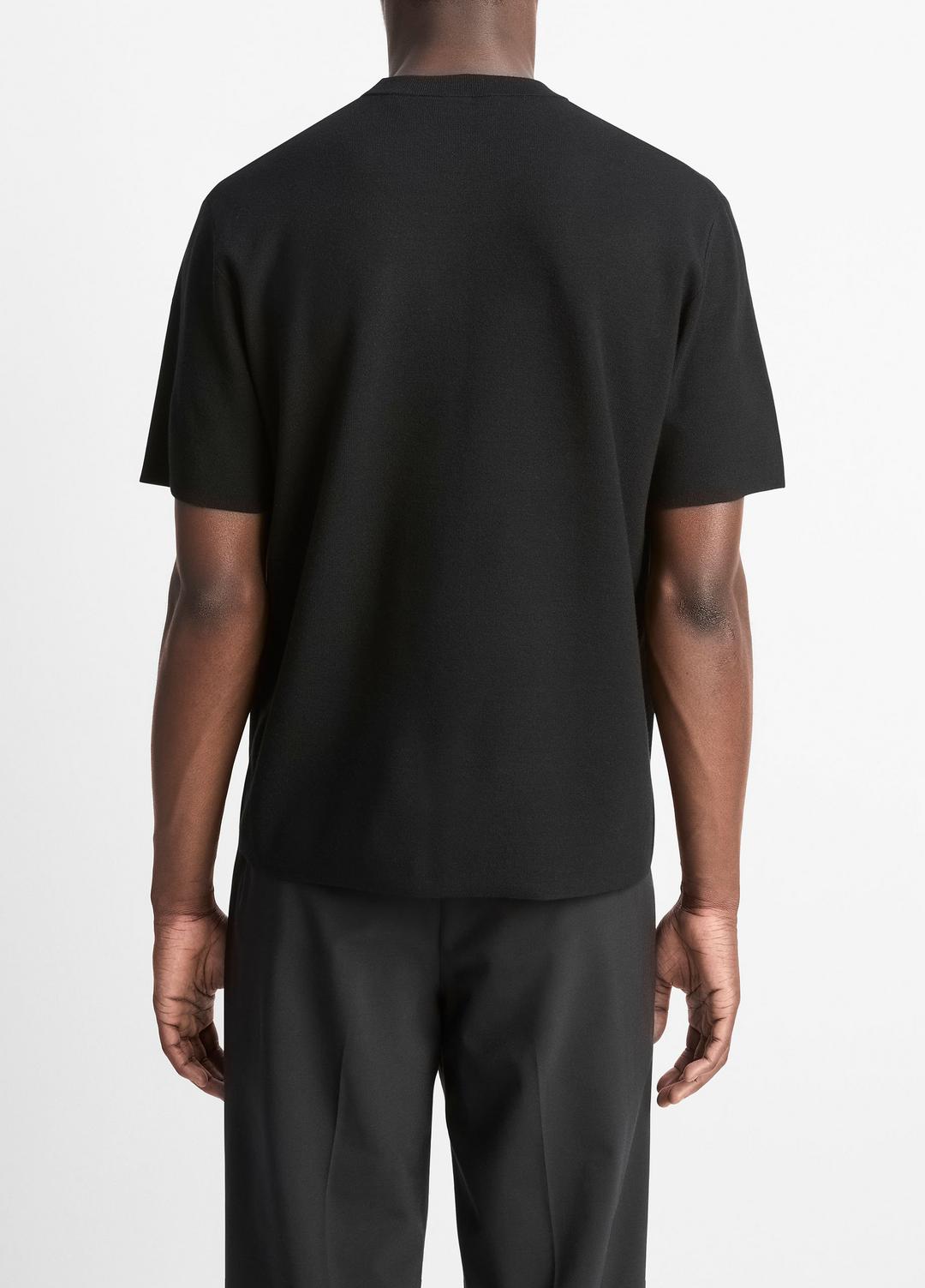 Milano Short-Sleeve Crew Neck Sweater in Crew Neck BLACK | VINCE Men