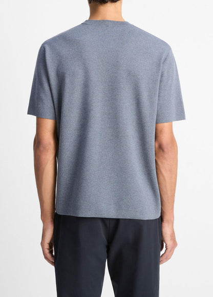 Milano Short-Sleeve Crew Neck Sweater in Crew Neck LIGHT HEATHER RIPPLE | VINCE Men