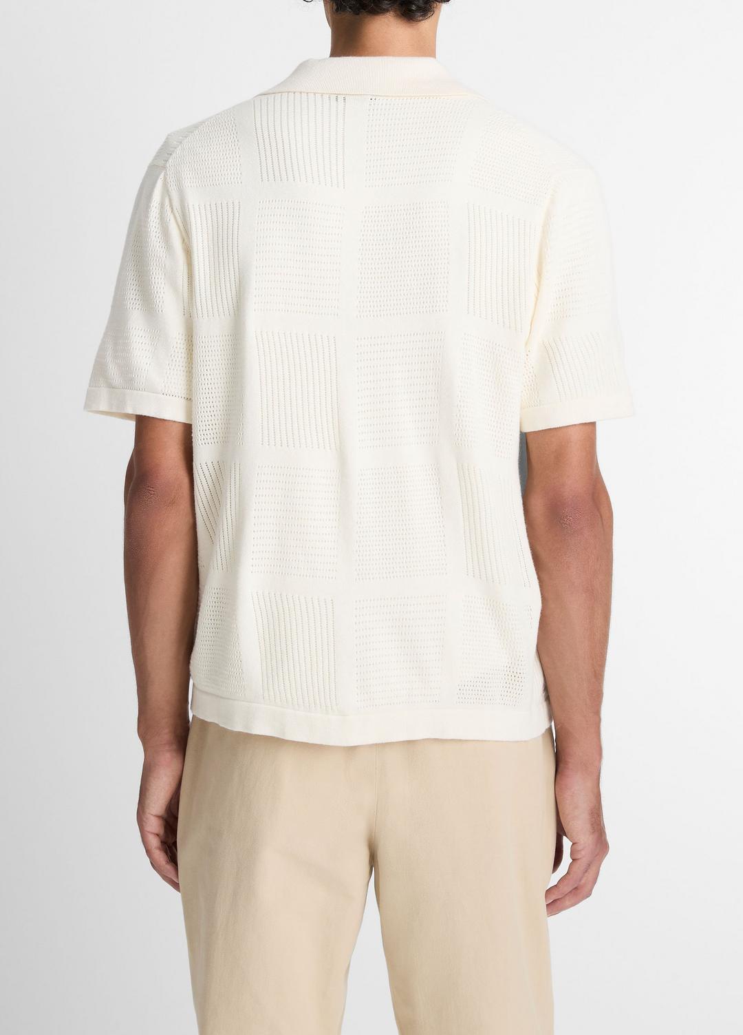 Patchwork Pointelle Short-Sleeve Shirt in Short Sleeve CLASSIC CREAM | VINCE Men