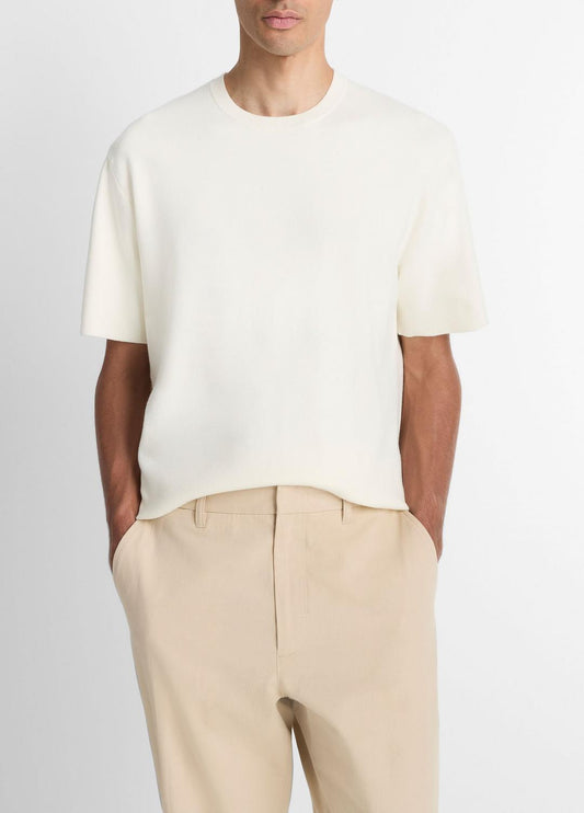 Milano Short-Sleeve Crew Neck Sweater in Crew Neck CLASSIC CREAM | VINCE Men