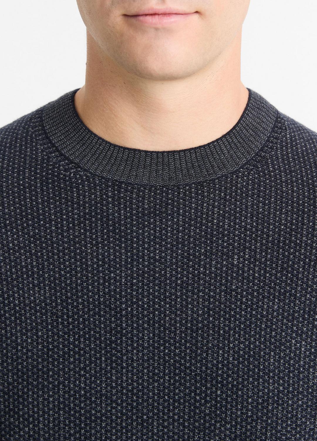Geo-Jacquard Wool-Blend Crew Neck Sweater in Crew Neck COASTAL BLUE/MEDIUM HEATHER GREY | VINCE Men