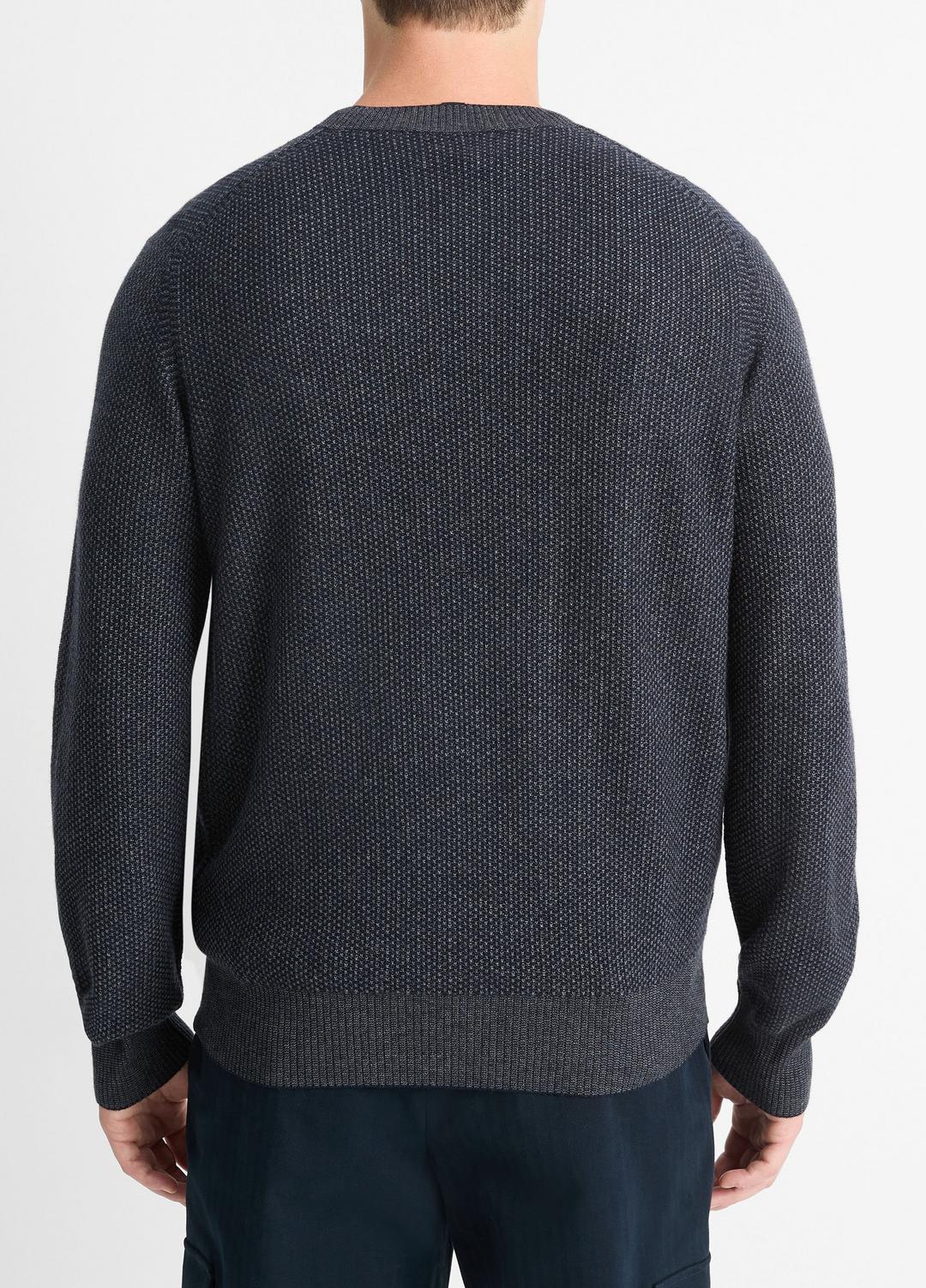 Geo-Jacquard Wool-Blend Crew Neck Sweater in Crew Neck COASTAL BLUE/MEDIUM HEATHER GREY | VINCE Men