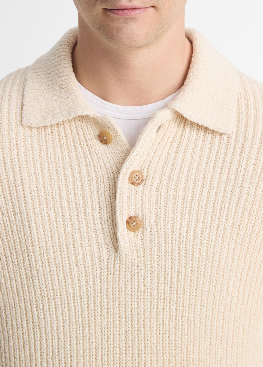Shaker Italian Cotton-Blend Polo Sweater in Sweaters BONE | VINCE Men