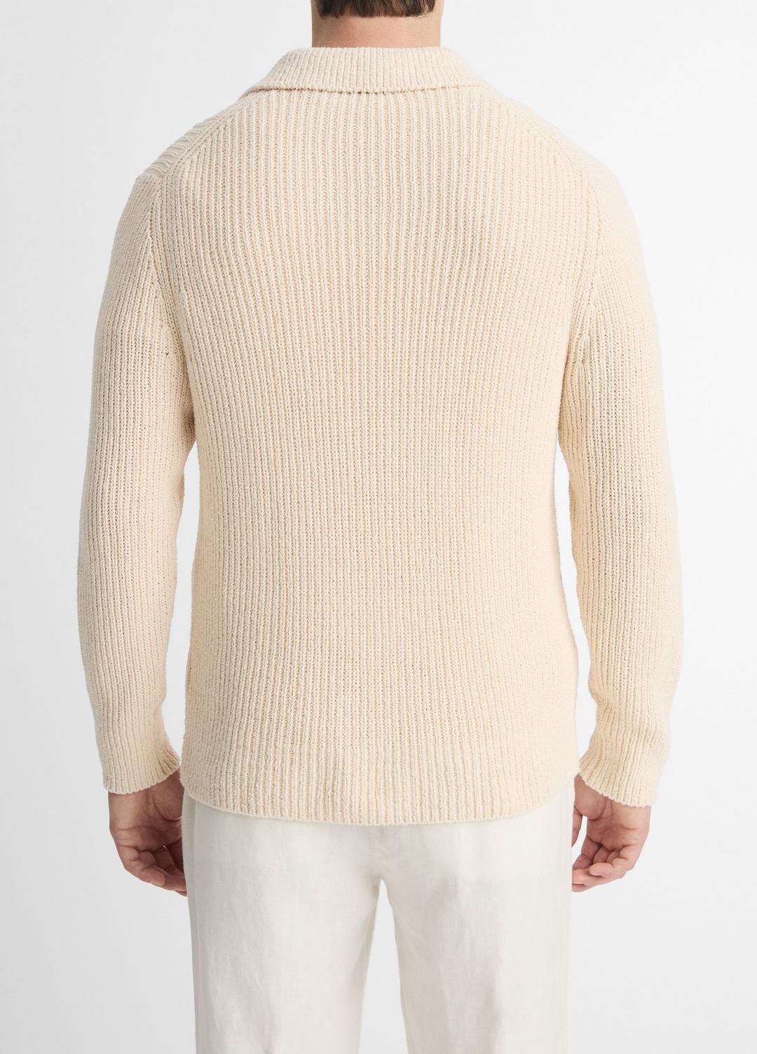 Shaker Italian Cotton-Blend Polo Sweater in Sweaters BONE | VINCE Men