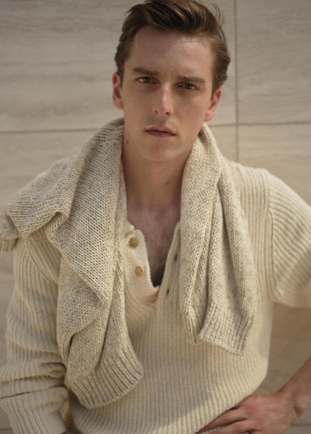 Shaker Italian Cotton-Blend Polo Sweater in Sweaters BONE | VINCE Men