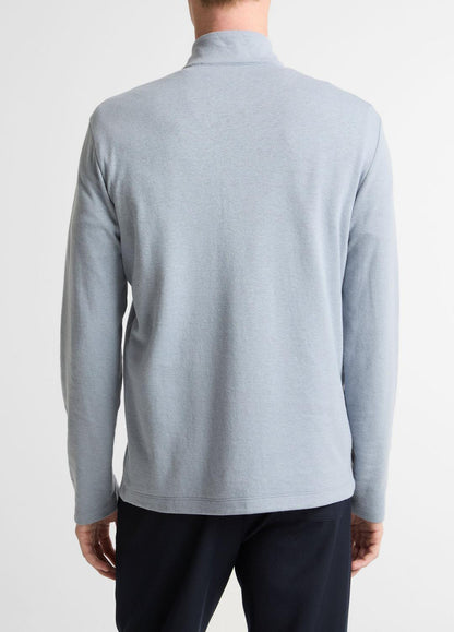Double-Face Cotton-Blend Quarter-Zip Pullover in Quarter Zip STEEL BLUE/STUDIO | VINCE Men