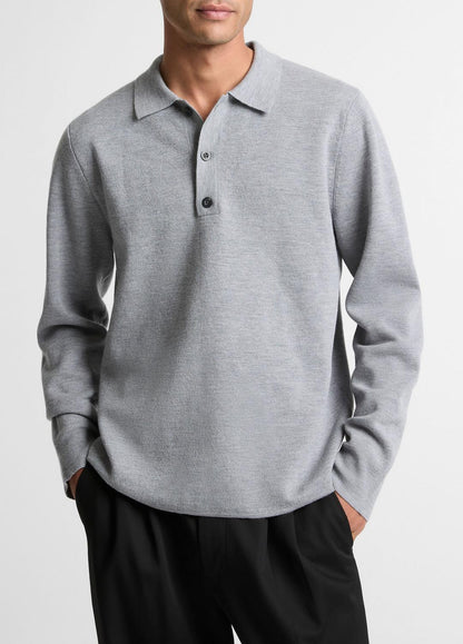 Italian Merino Wool Milano Polo Sweater in Sweaters HEATHER GREY | VINCE Men