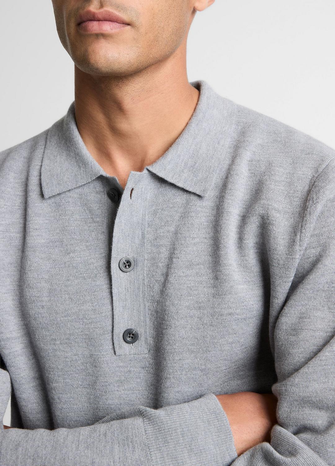 Italian Merino Wool Milano Polo Sweater in Sweaters HEATHER GREY | VINCE Men