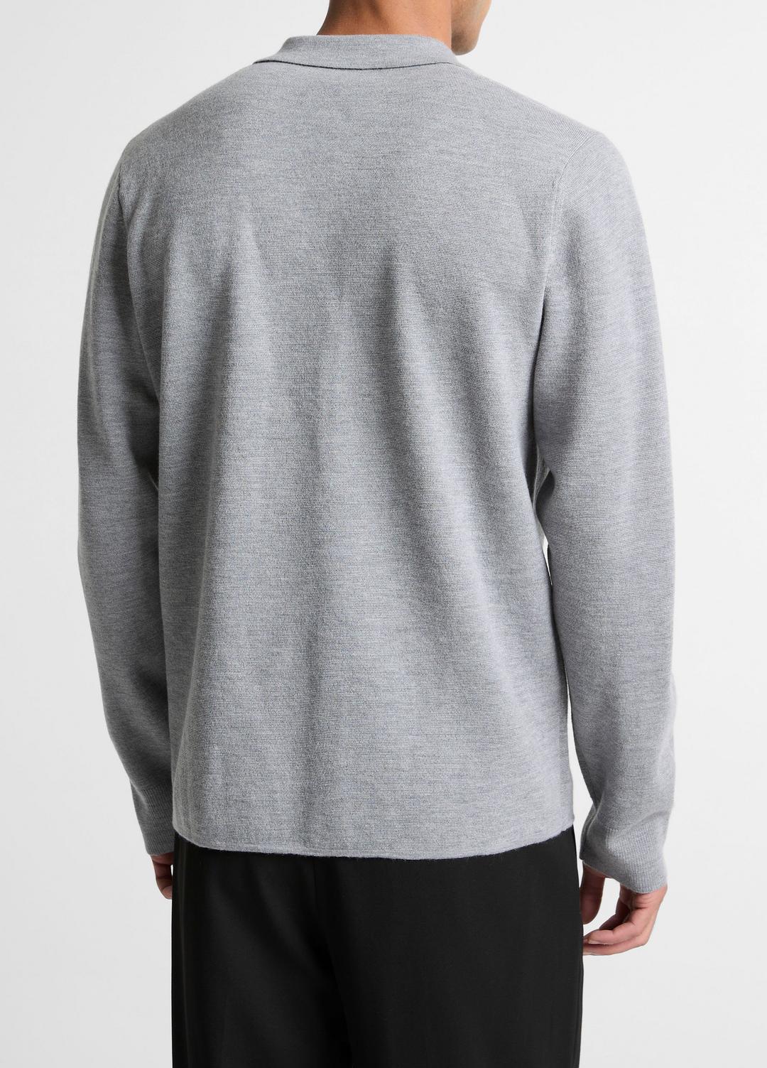 Italian Merino Wool Milano Polo Sweater in Sweaters HEATHER GREY | VINCE Men