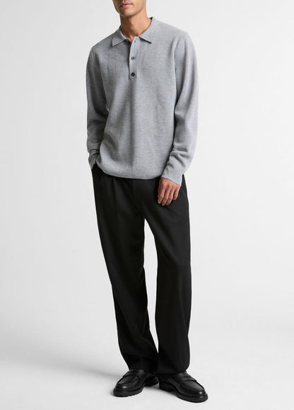Italian Merino Wool Milano Polo Sweater in Sweaters HEATHER GREY | VINCE Men