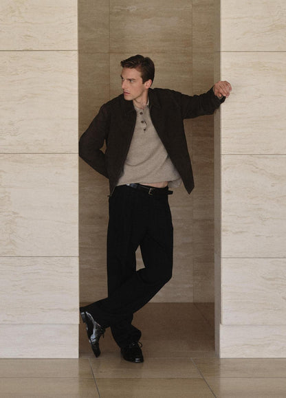 Italian Merino Wool Milano Polo Sweater in Sweaters HEATHER GREY | VINCE Men